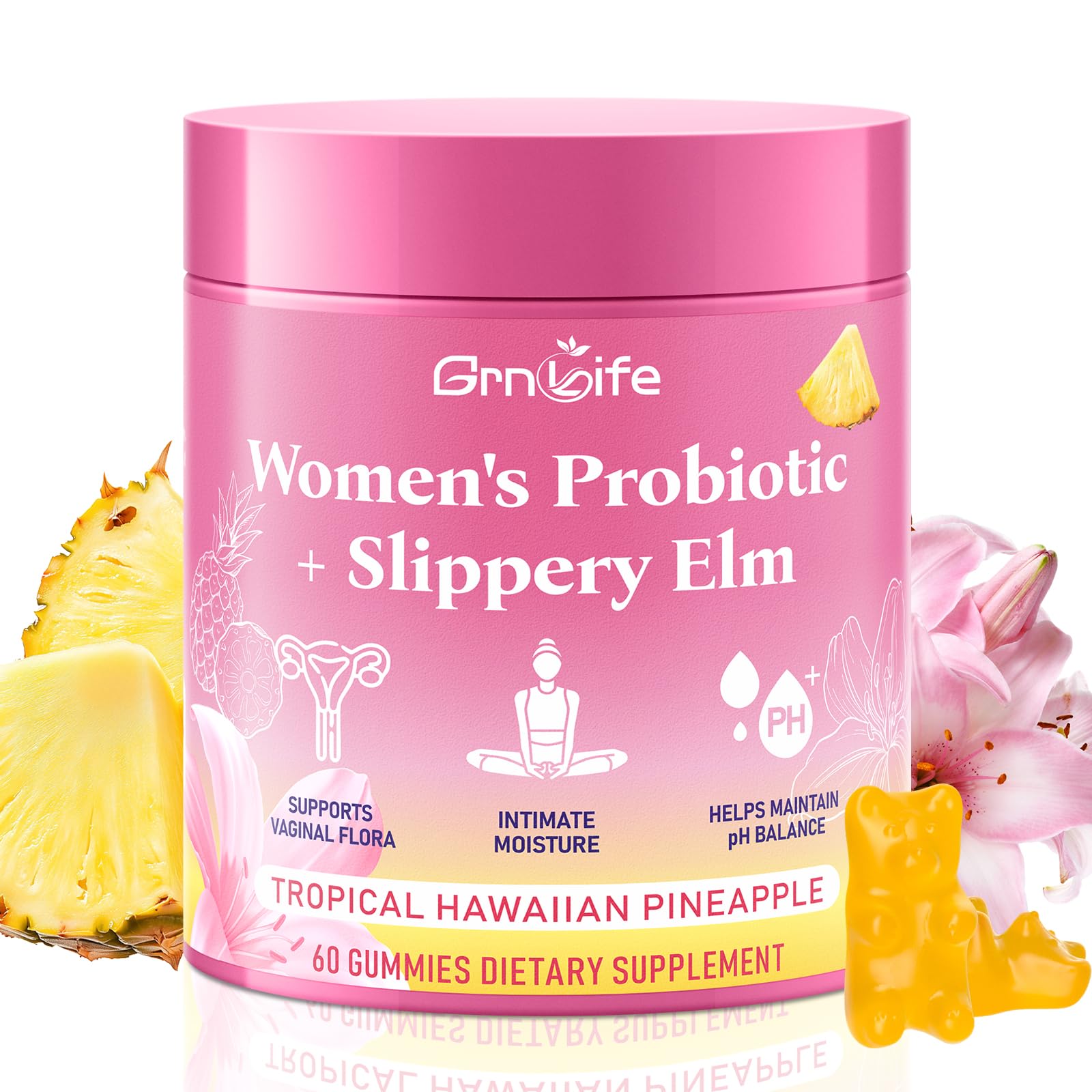 Amazon.com: GrnLife Women's Probiotic Slippery Elm Gummies, Her